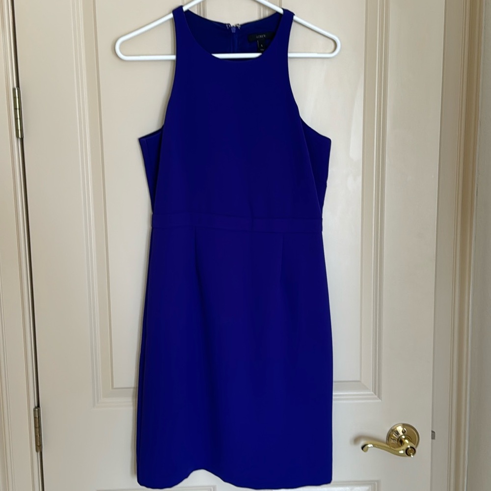 Deep purple J Crew dress with cool neckline size 6 excellent condition!